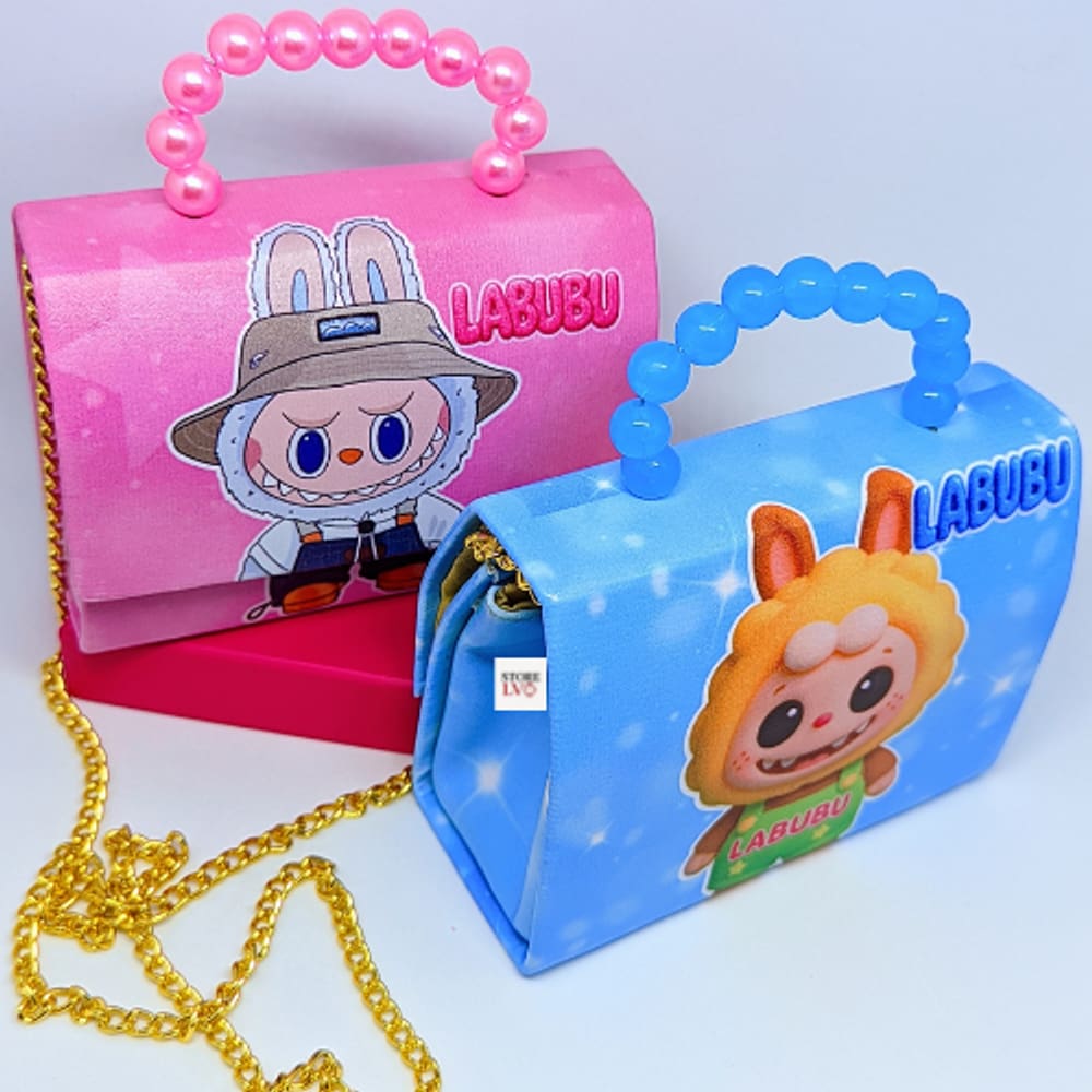 Bolsa Infantil Menina Mini Bag Cute alça Mão Pérola Bolsinha Personagem Labubu Corrente transversal Blogueirinha Moda