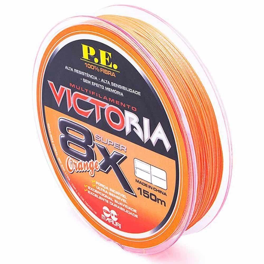 Linha Multifilamento Victoria 8 Fios 150m Laranja Medida 0.23mm 36lbs