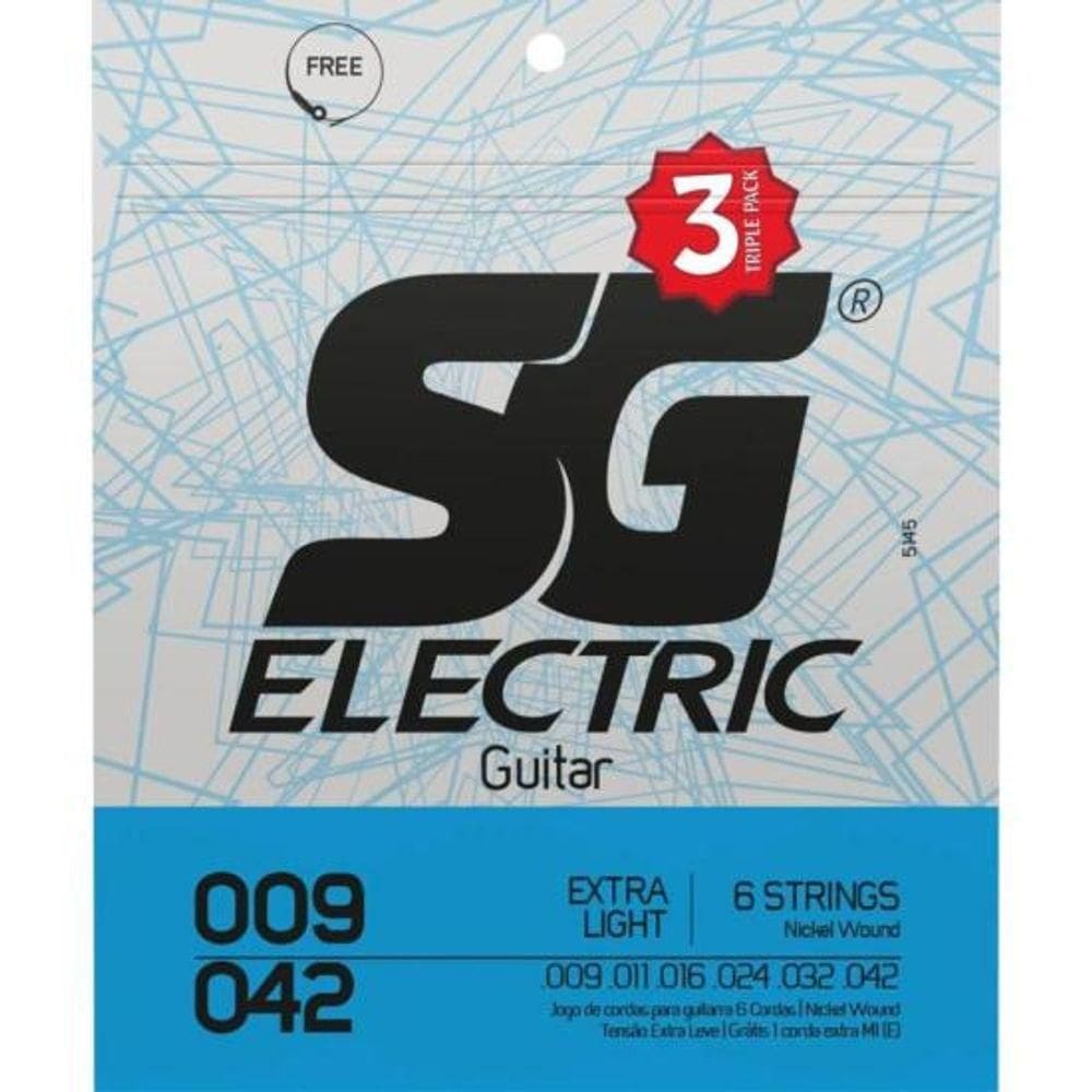 Encordoamento Para Guitarra .009 Extra Light Pack (c/3) Sg [f002]