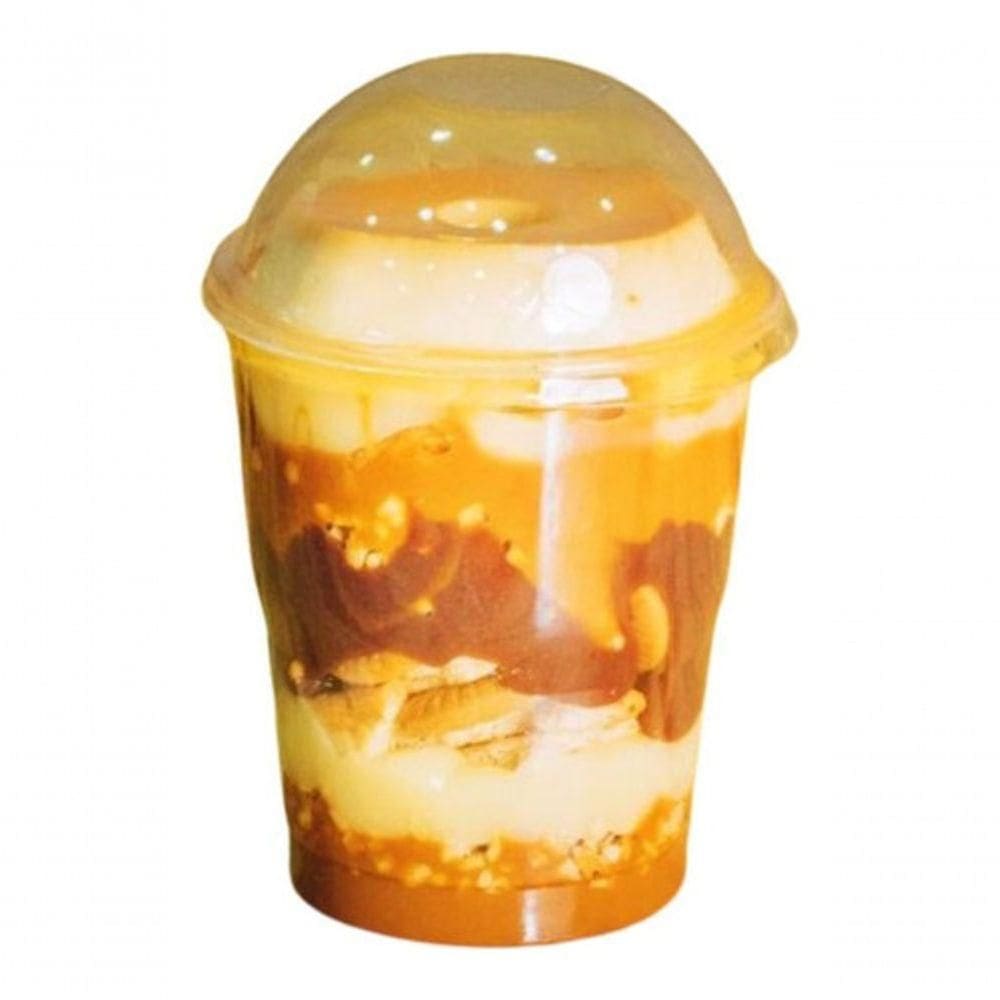 20 Copos Com Tampa Bolha 250ml + 20 Formas Para Pudim 80ml