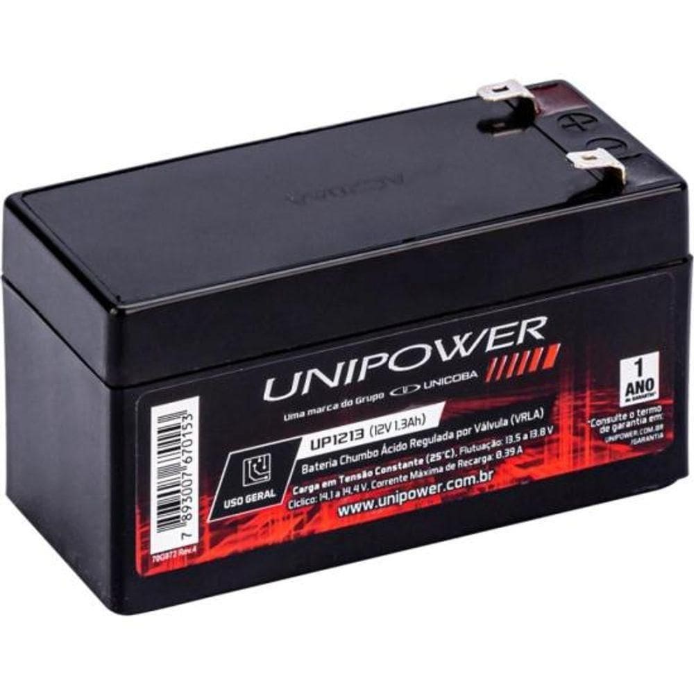 Bateria Selada 12V 1,3ah UP1213 Unipower