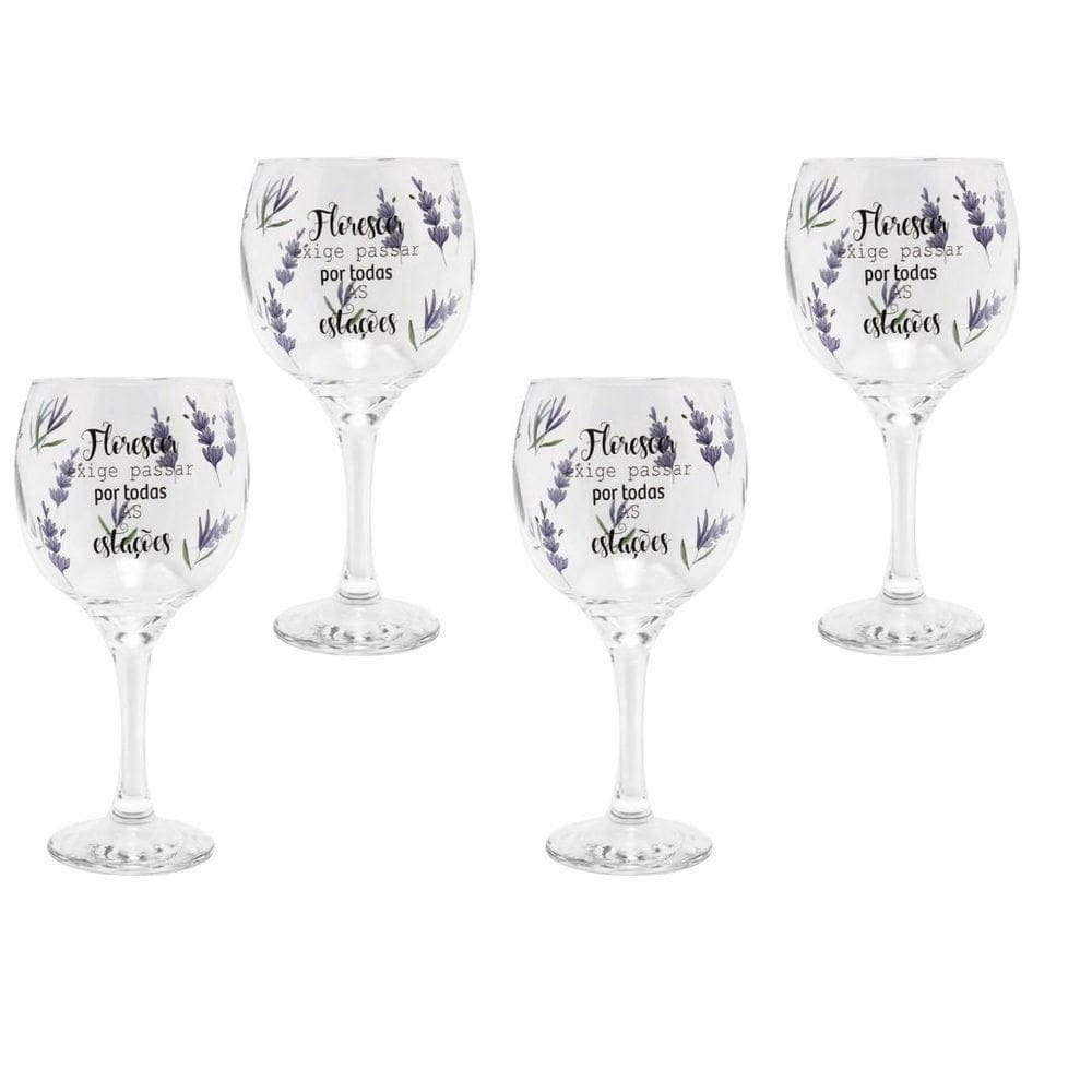 Jogo 4 Taças Gin Vidro 600ml Lavanda
