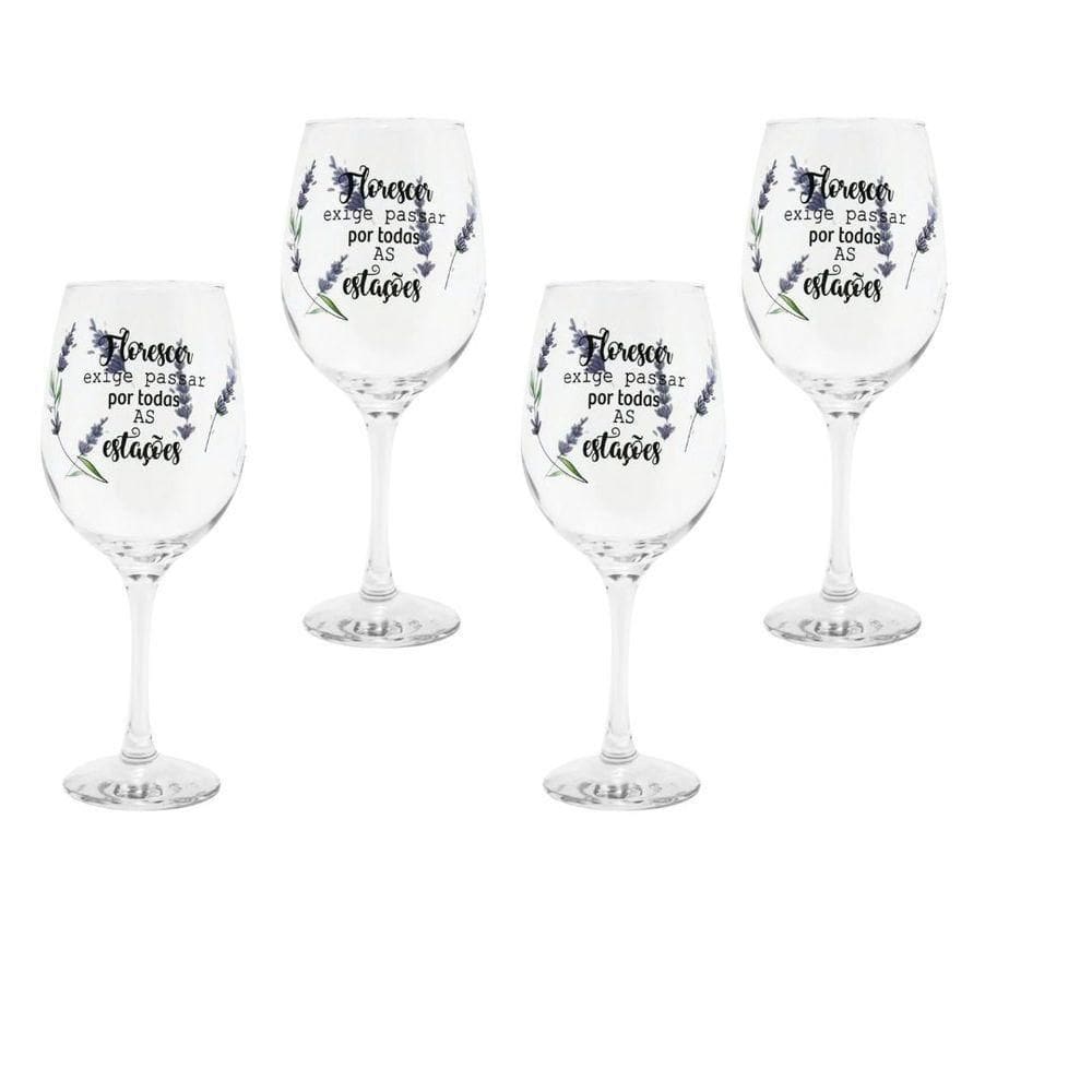 Jogo 4 Taças Vinho Vidro Transparente 600ml Lavanda