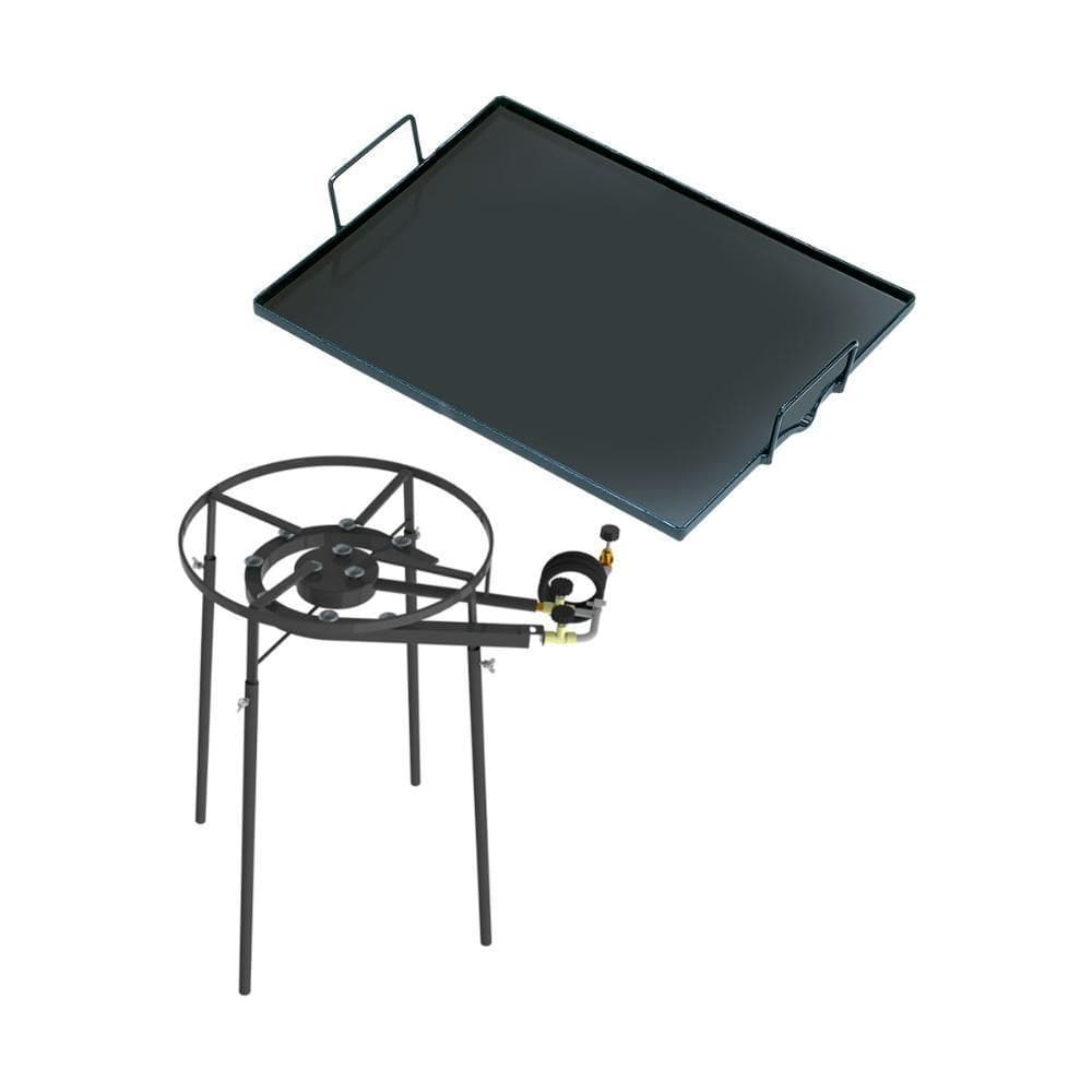 Fogão Redondo 40Cm Duplo De Pé + Chapa Bifeteira 50Cm Progás