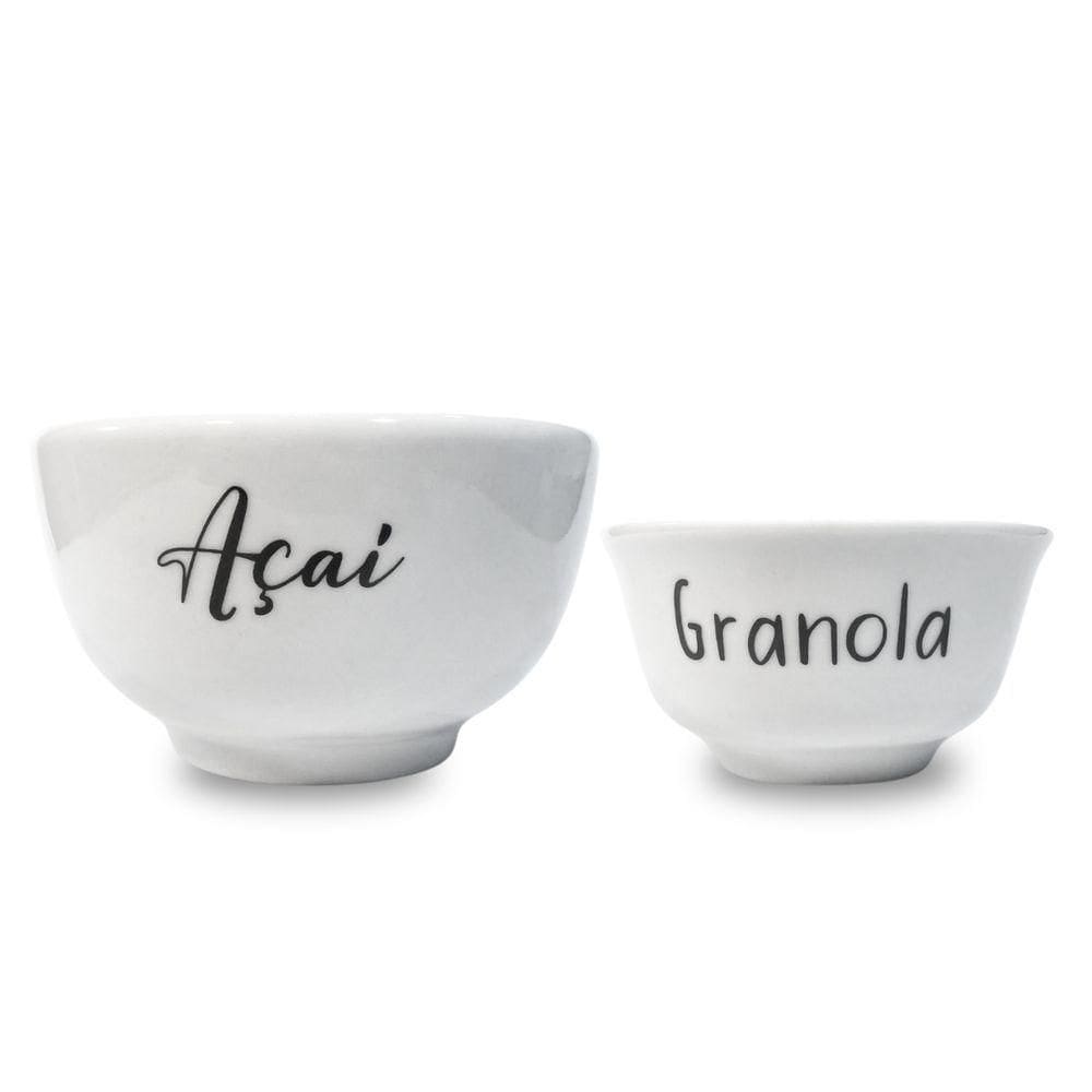 Jogo 2 Cumbucas Porcelana Açaí E Granola 500ml E 280ml