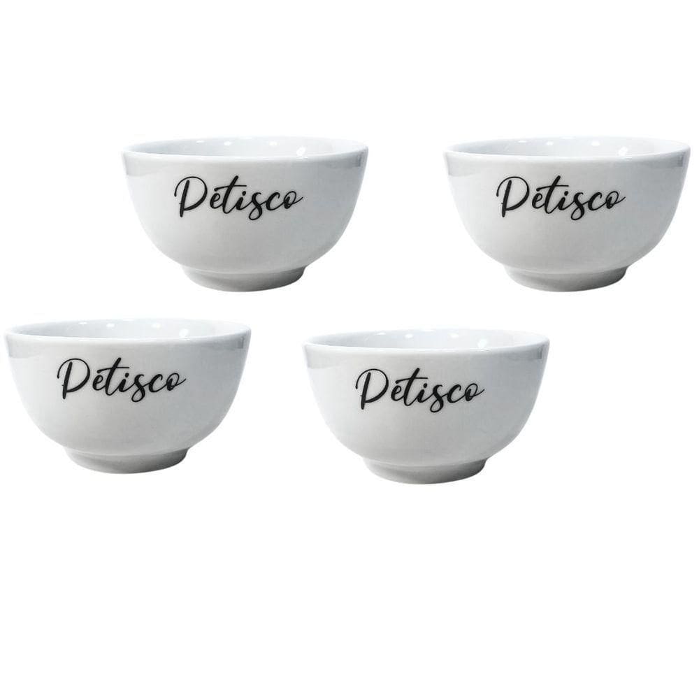 Jogo 4 Cumbucas Porcelana Branca 500ml Petisco