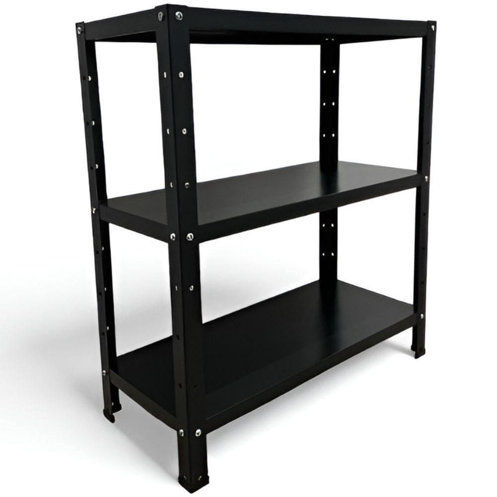 Prateleira Estante Armário Aço 3 Bandejas 60cm Preto Romero
