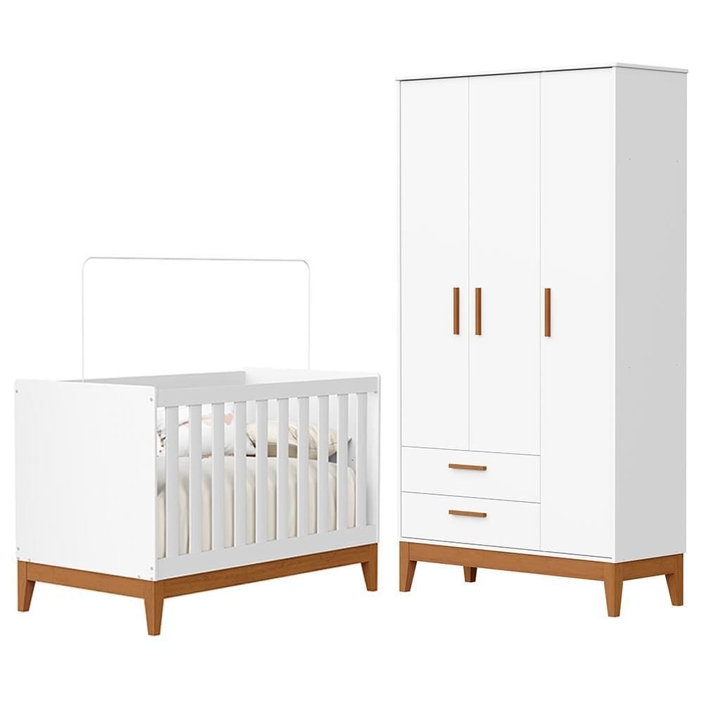 Jogo de Quarto Infantil Flip Guarda Roupa 3 Portas e Berço Americano - Reller Móveis