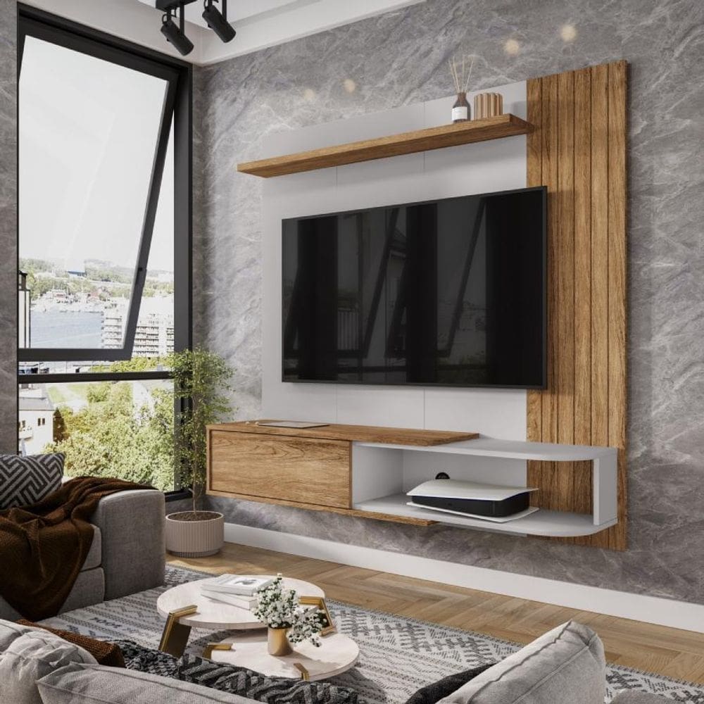 Painel Suspenso Paraty para TV 55” Porta Basculante e Nichos