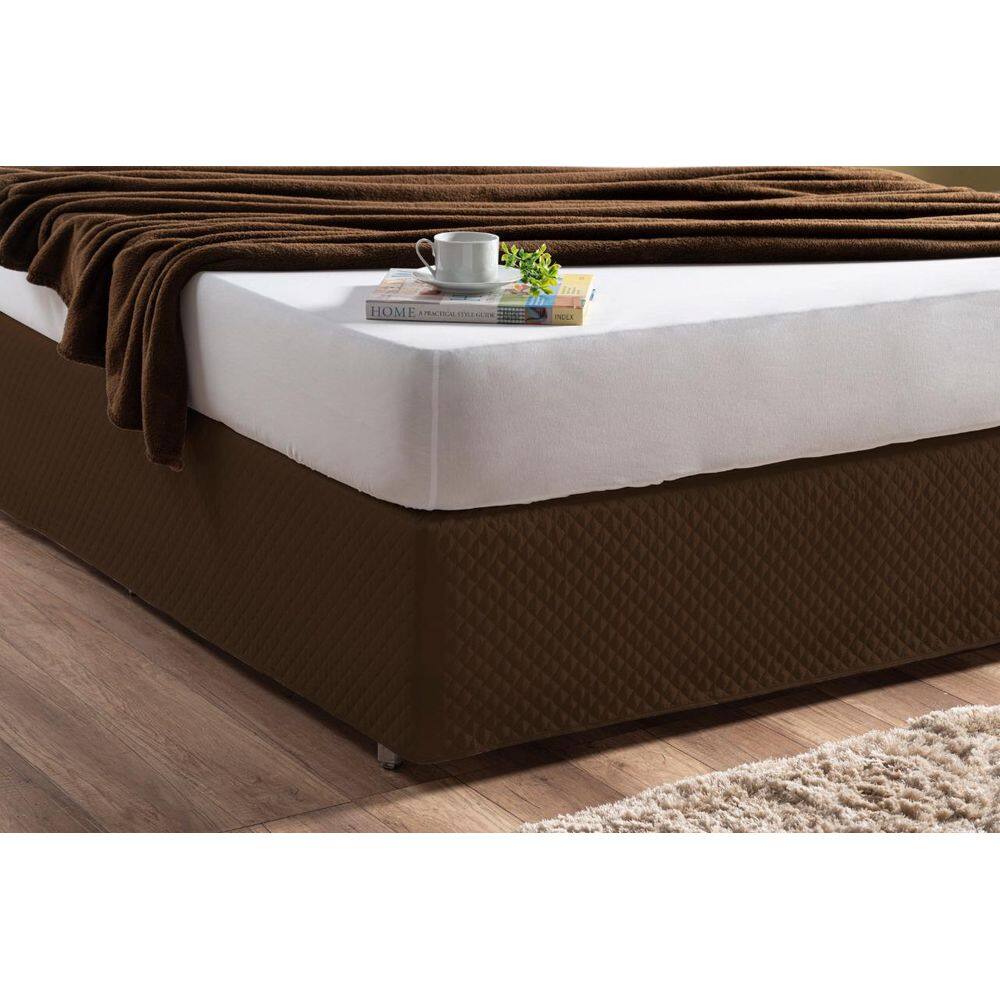 Saia Box Para Cama Solteiro Tabaco Matelada Com Elástico
