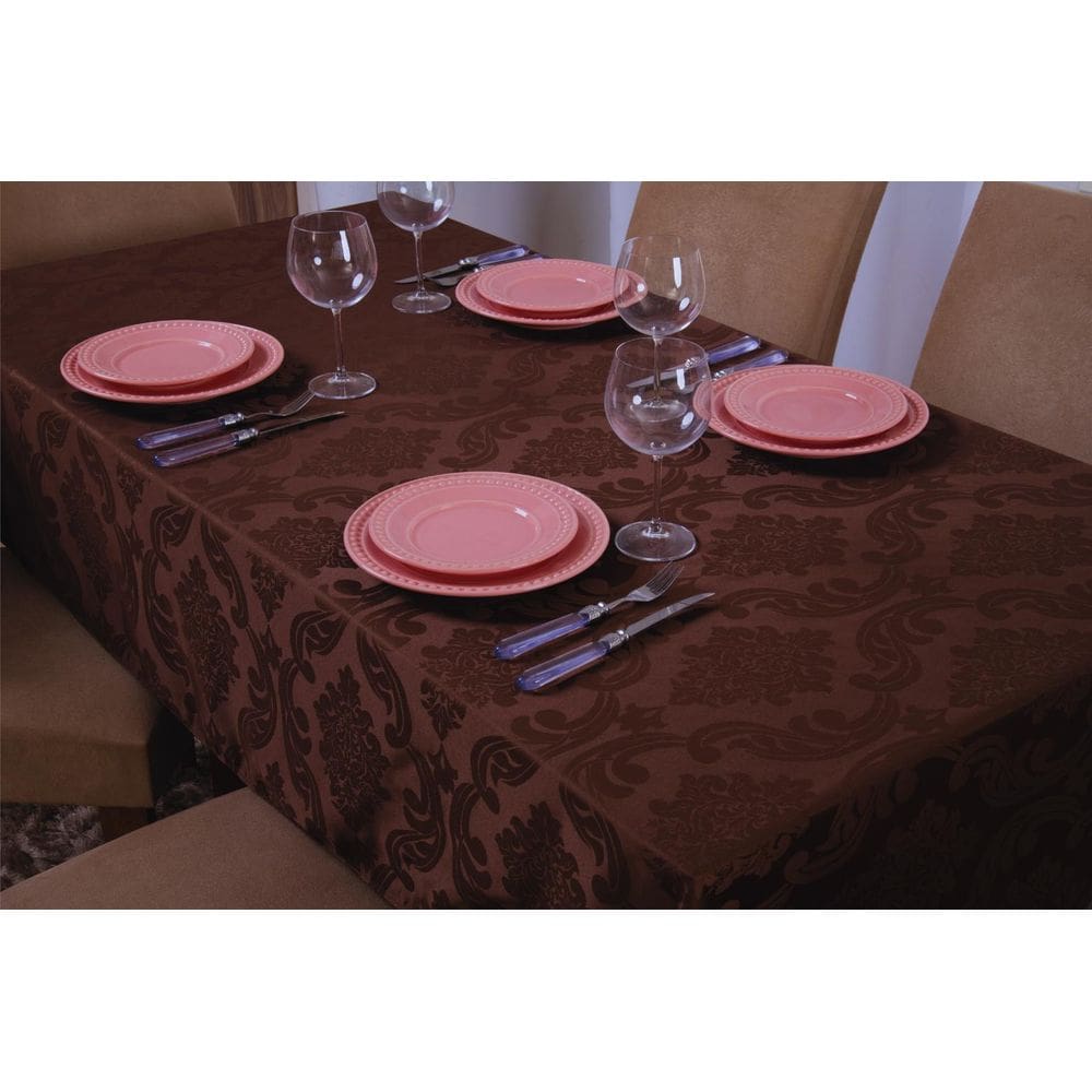 Toalha de Mesa Quadrada Jacquard 1,35x1,50 Marrom