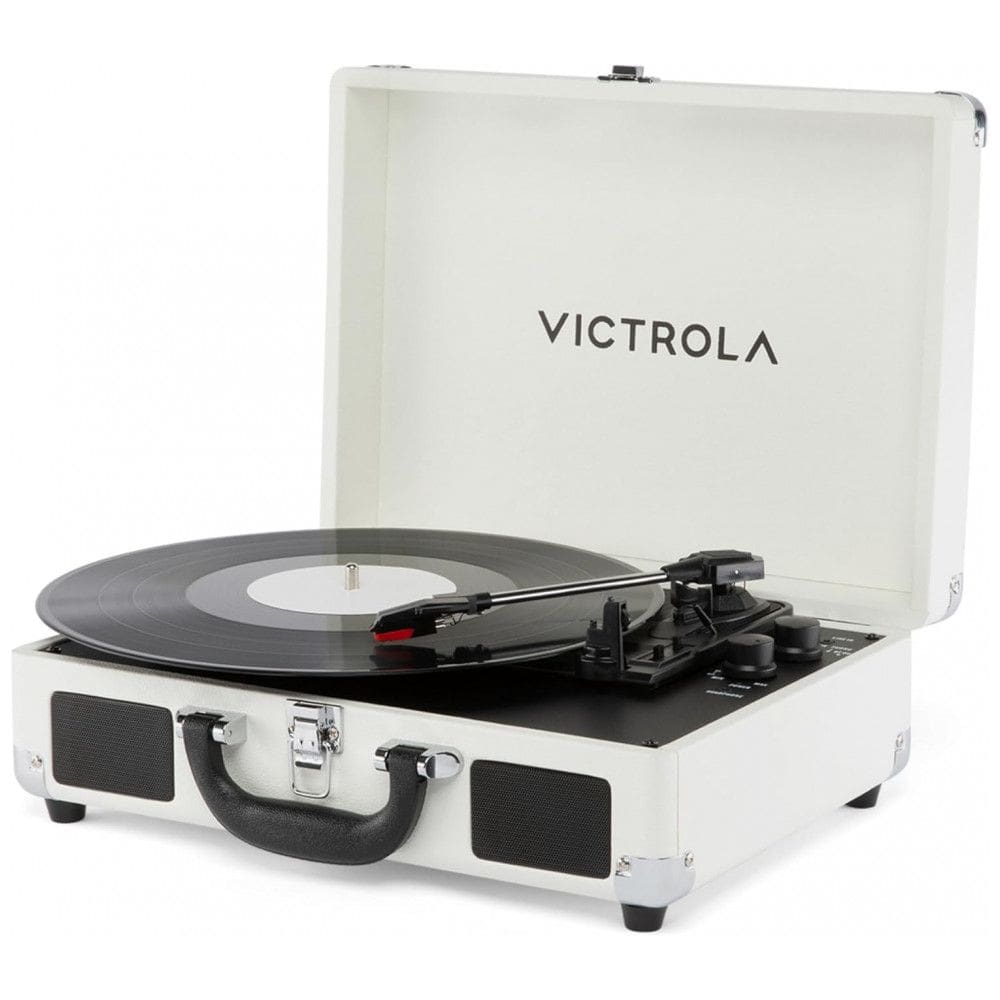 Victrola Journey II 2025 Model Bluetooth Suitcase Record Player com Alto-Falantes Estéreo Internos Aprimorados de Baixos, Toca-discos de 3