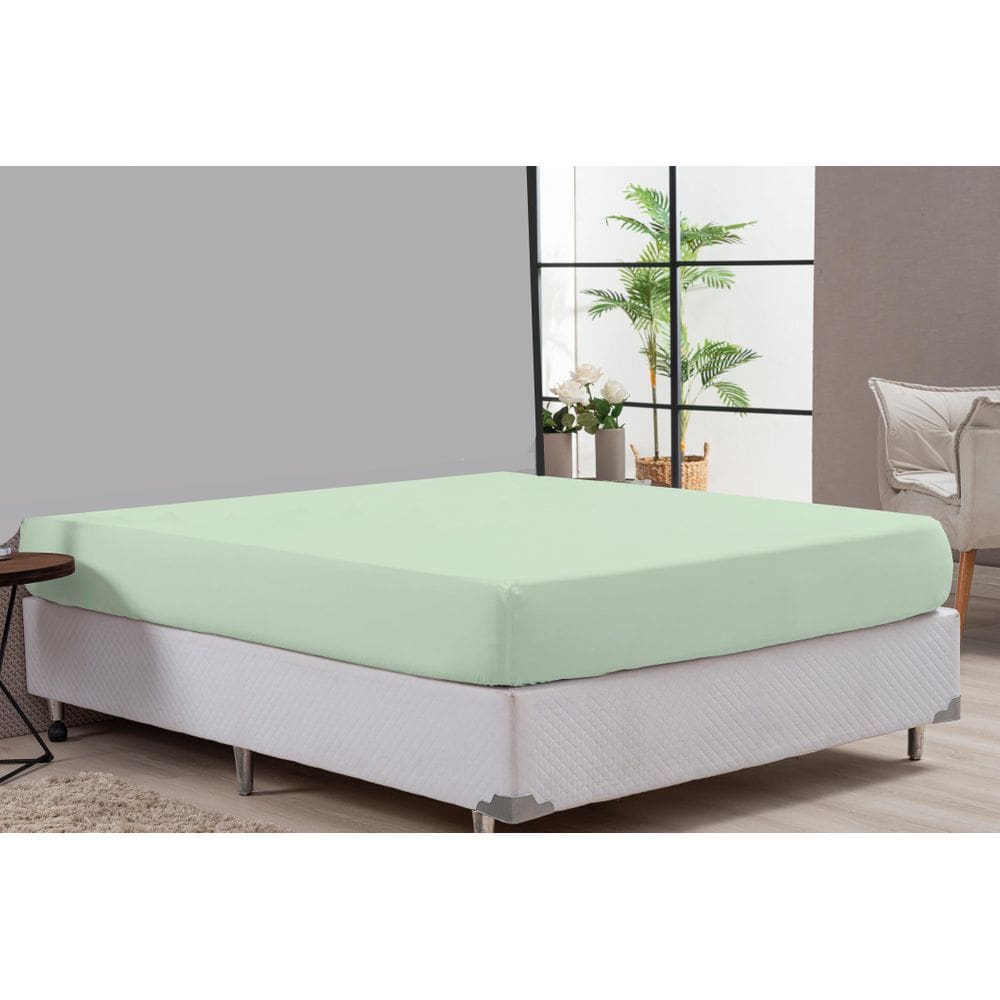 Lençol Casal Padrão Sem Fronhas Verde De Algodão