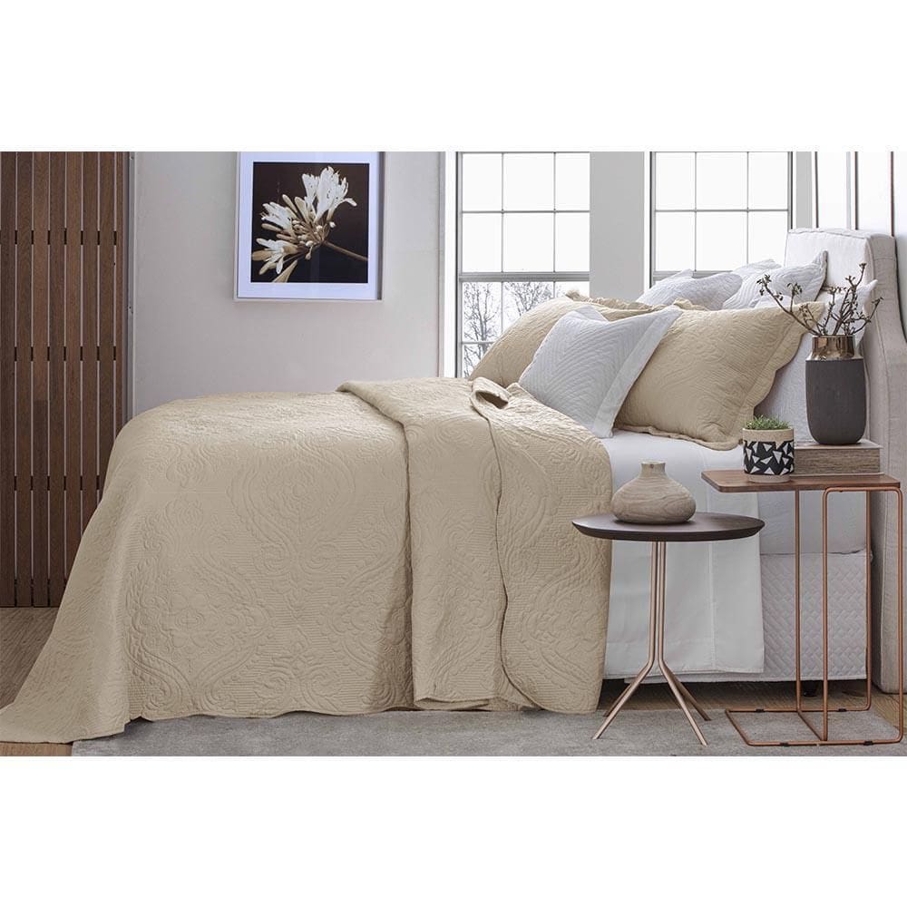 Kit Cobre Leito Casal 3 Pçs 260X240Cm Jacarandá Bege Jolitex