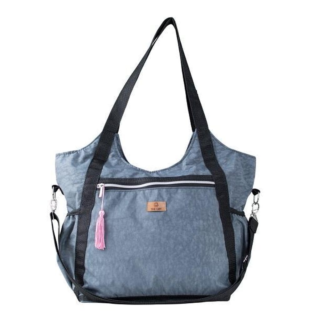 Bolsa Feminina Tactel Academia Escola Trabalho Cinza Escuro