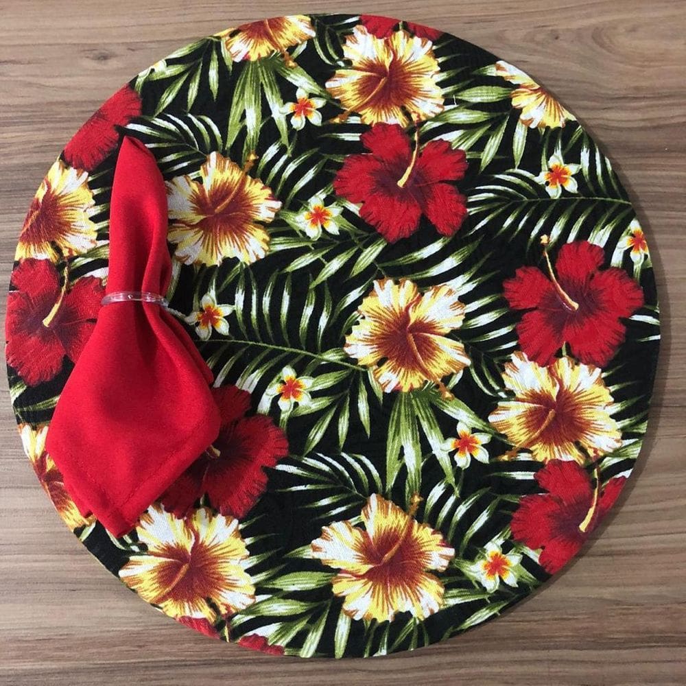 Jogo De Sousplat De Tecido 2 Lugares Completos Vermelho