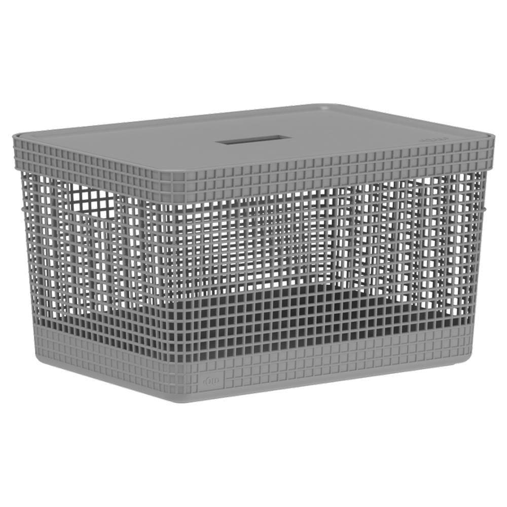 Cesto Caixa Organizadora Grid 20Lts Com Tampa Ou Martiplast