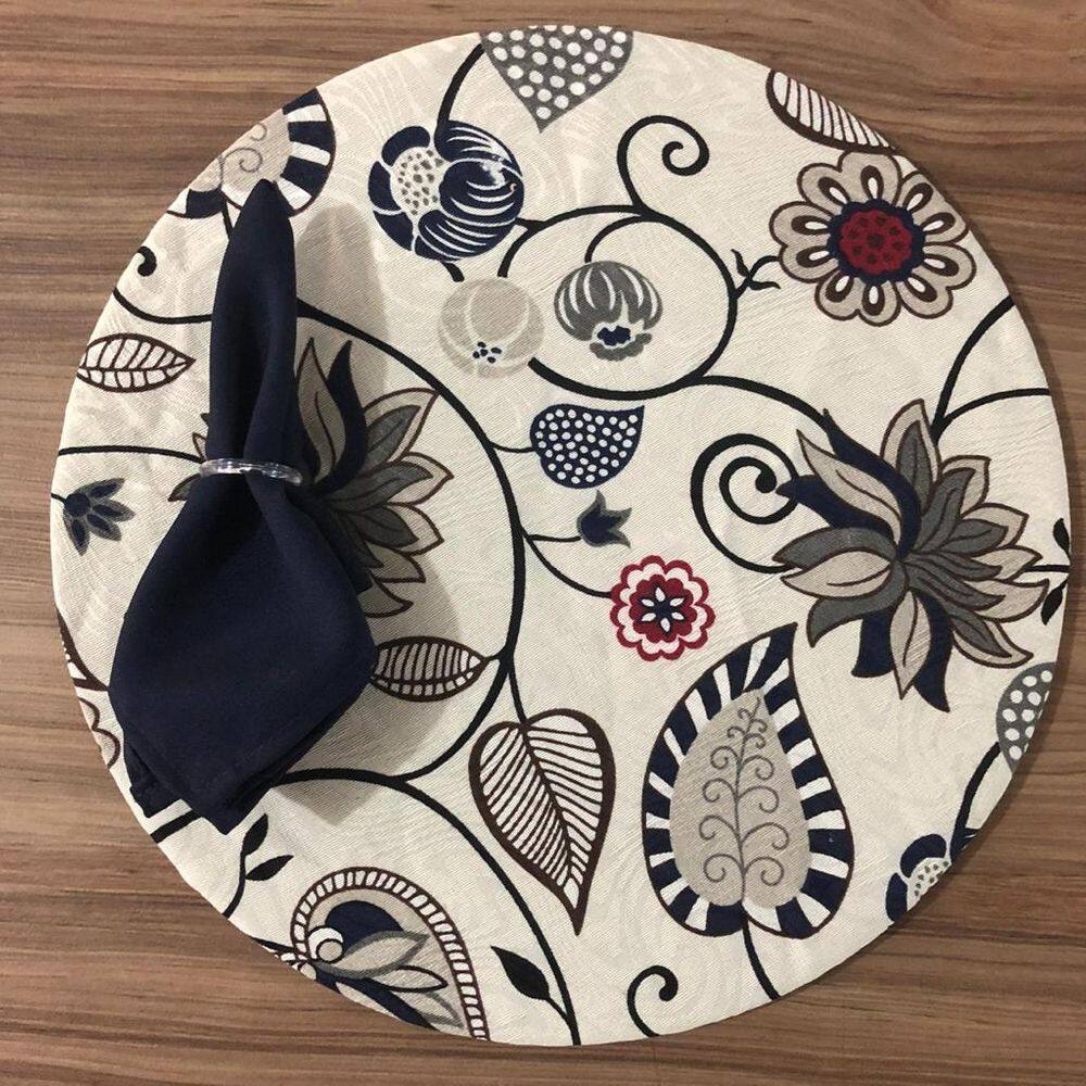 Jogo De Sousplat De Tecido 6 Lugares Completos Azul Escuro