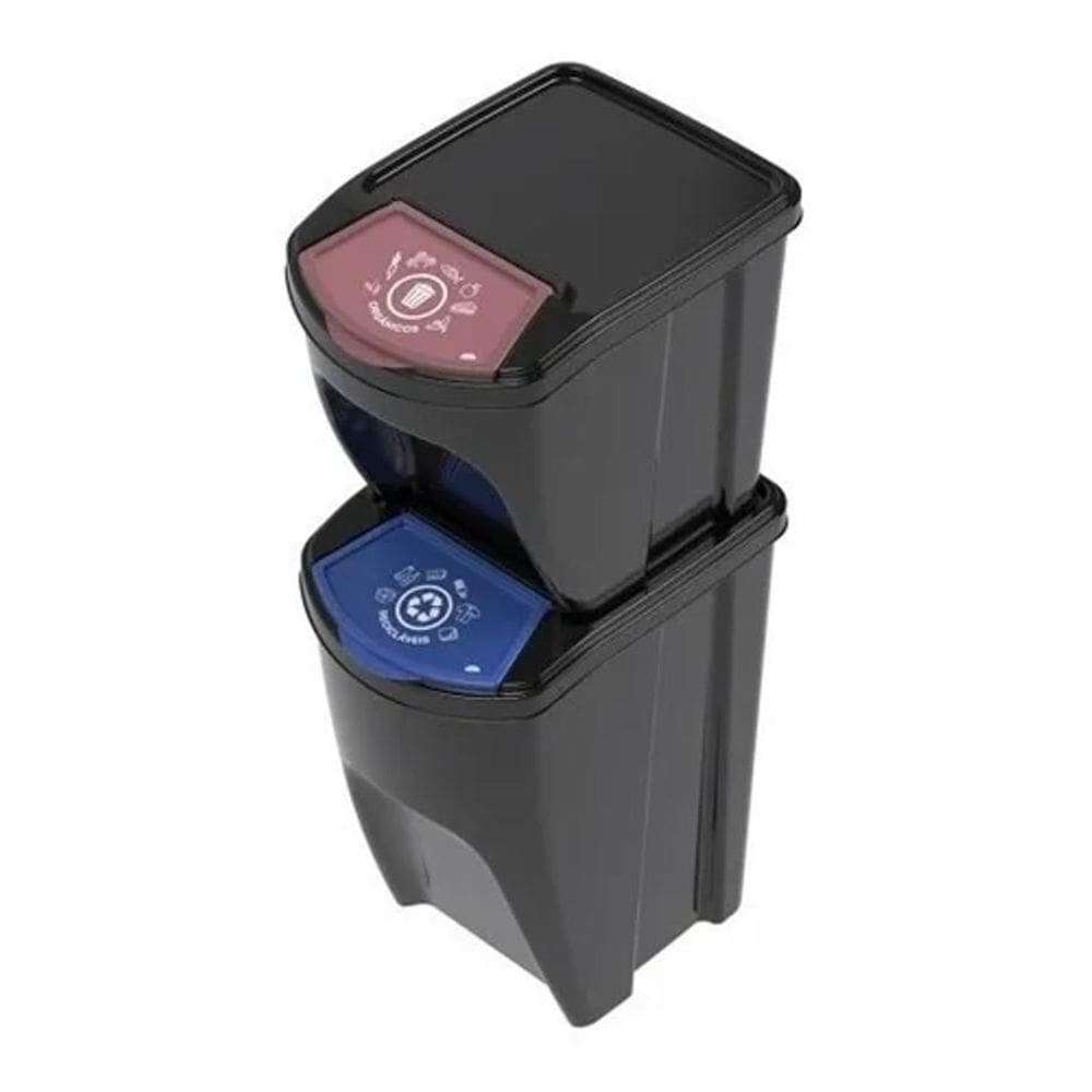 Kit Com Duas Lixeira Empilhável E-Black 20 L E 34 L