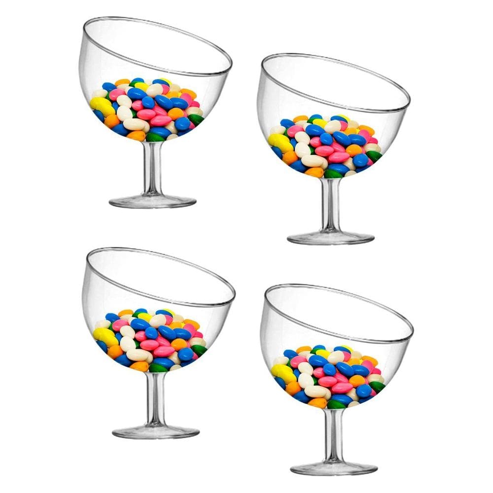 Kit C/4 Taça Inclinada Tropical Acrilico 400Ml Peq. 15X12Cm