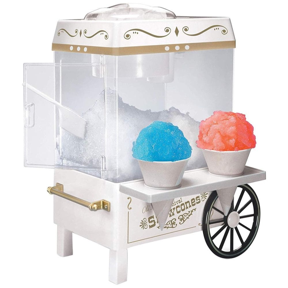 Máquina de Raspadinha com 2 Copos em Cone e Colher, Branca, 110v, NOSTALGIA SCM525WH, Branco