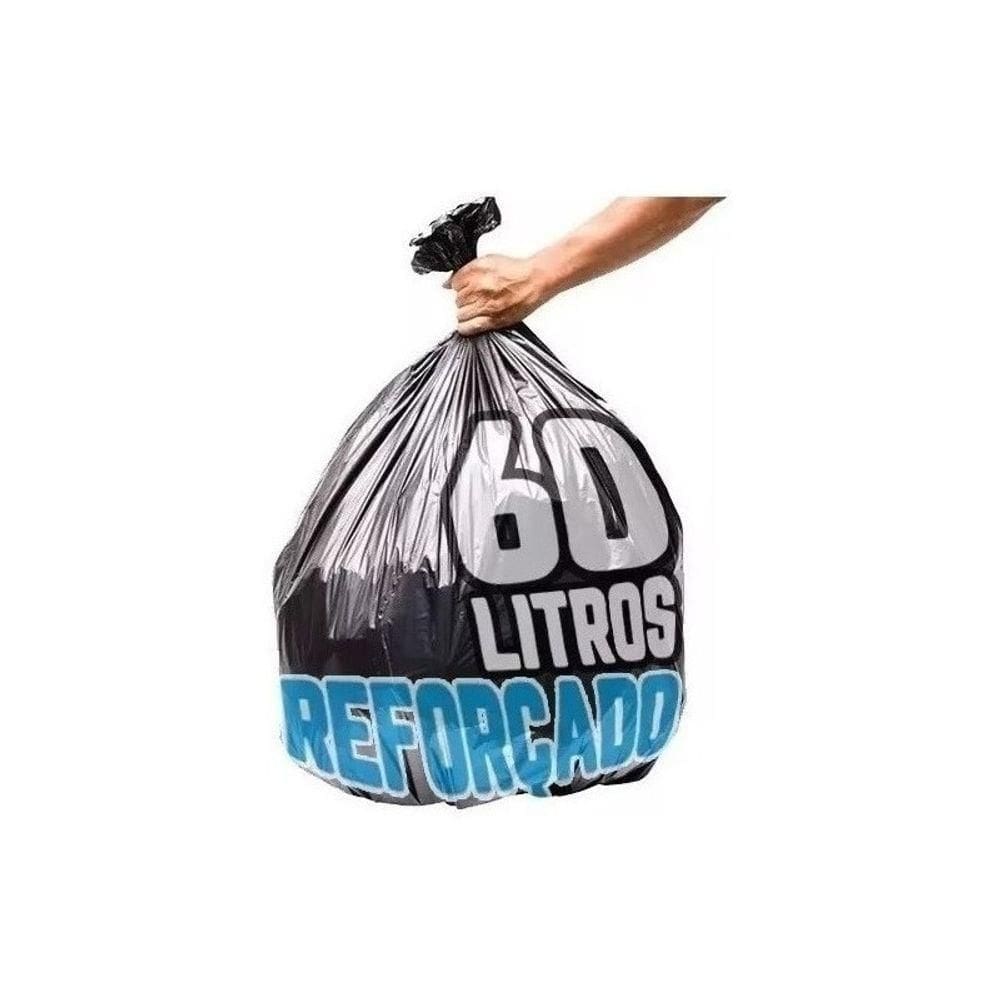 Saco De Lixo 60 Litros 100 Un Preto Reforçado Otima Qualidad