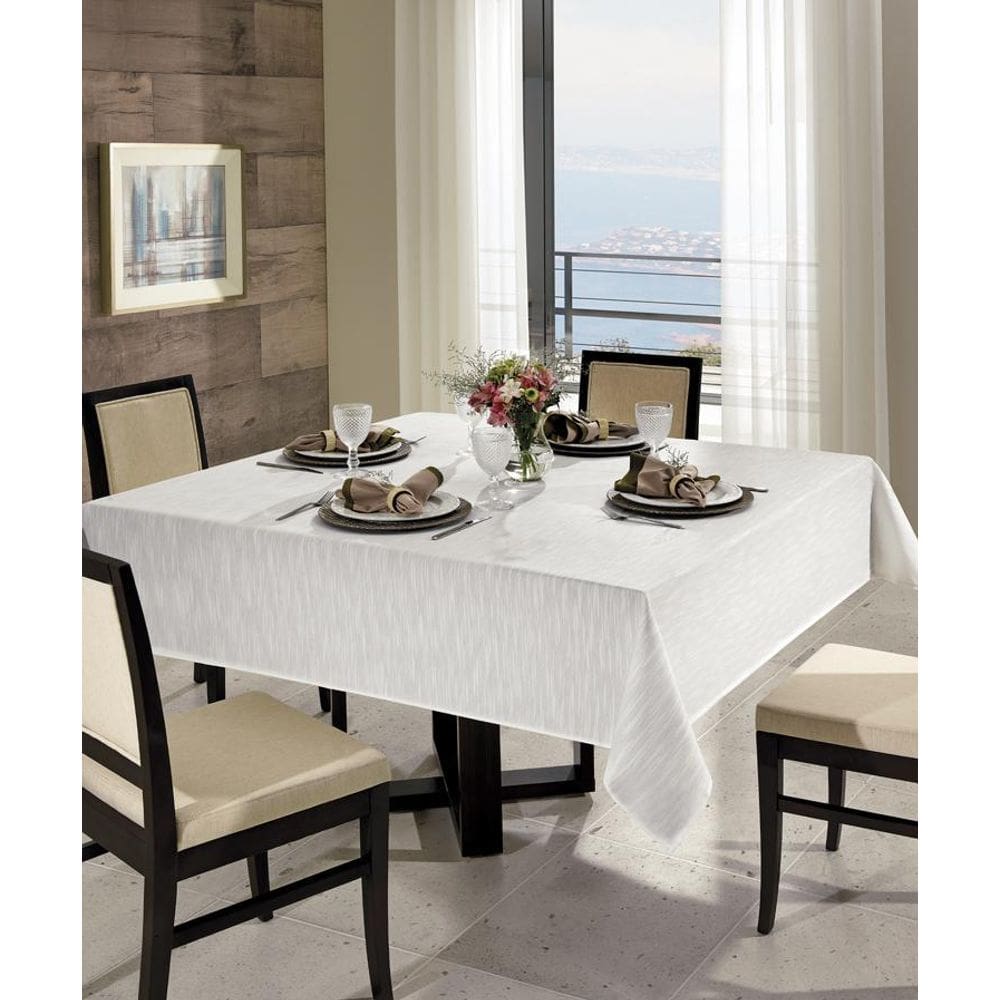 Toalha Mesa Retangular 8 Lugares Clean Passion Marfim Döhler