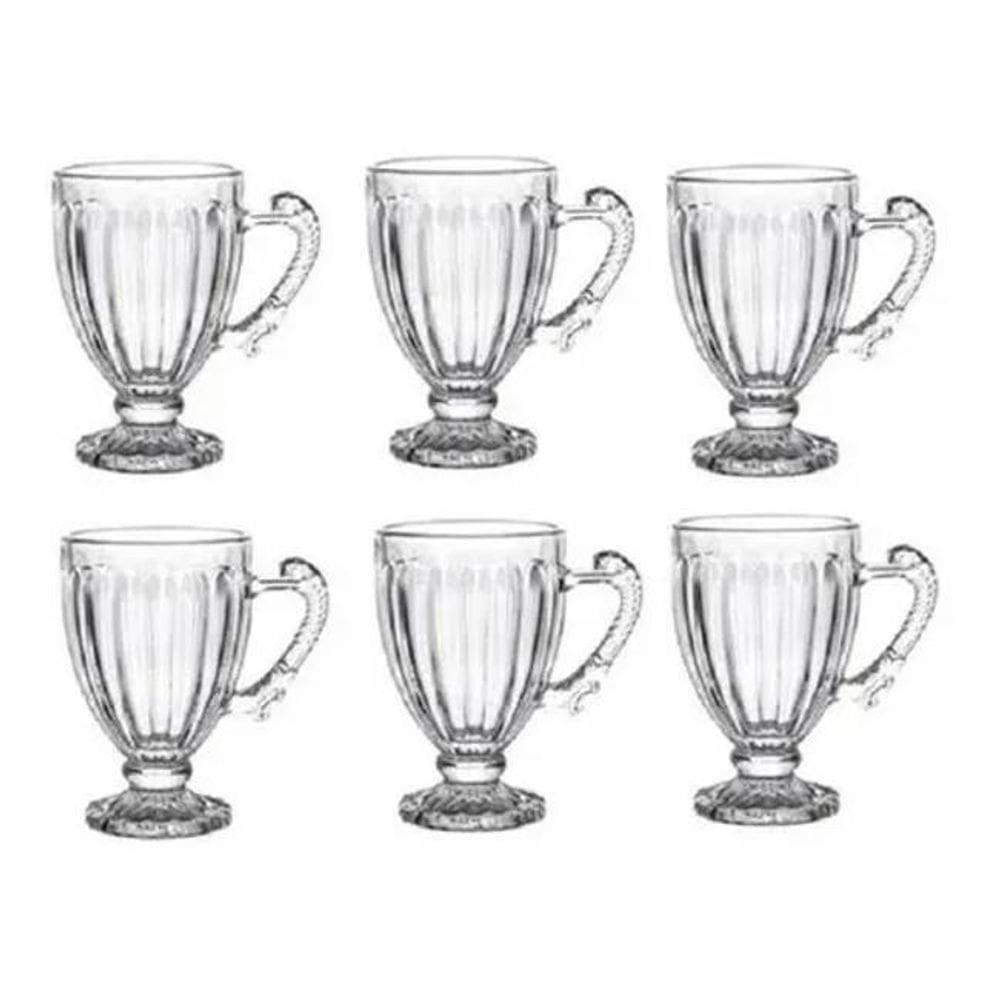 6x Xícara Para Café 100ml De Cristal Renaissance F7031