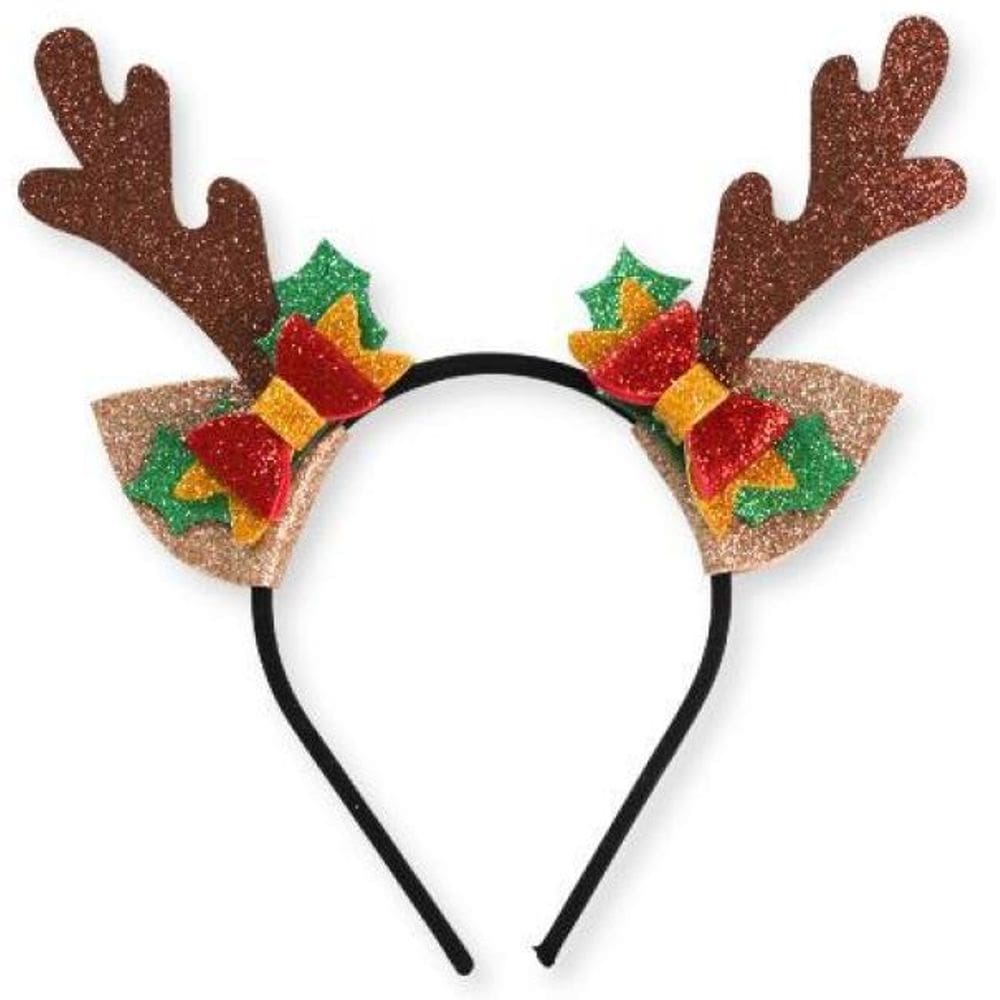 Tiara Orelha de Rena Natal Glitter Cintilante