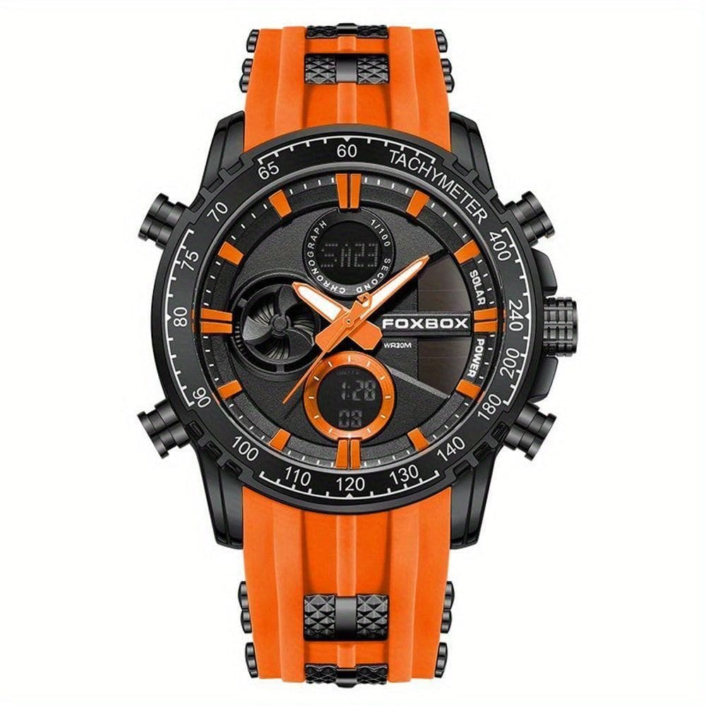 Relógio Esportivo Masculino Com Dupla Exibição De Quartzo À Prova Da Água Laranja