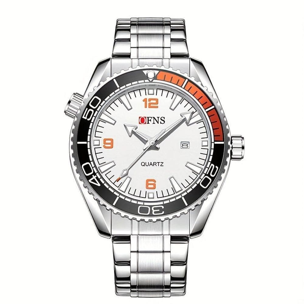 Relógio De Aço Inoxidável Masculino - Design Elegante Para Negócios Branco