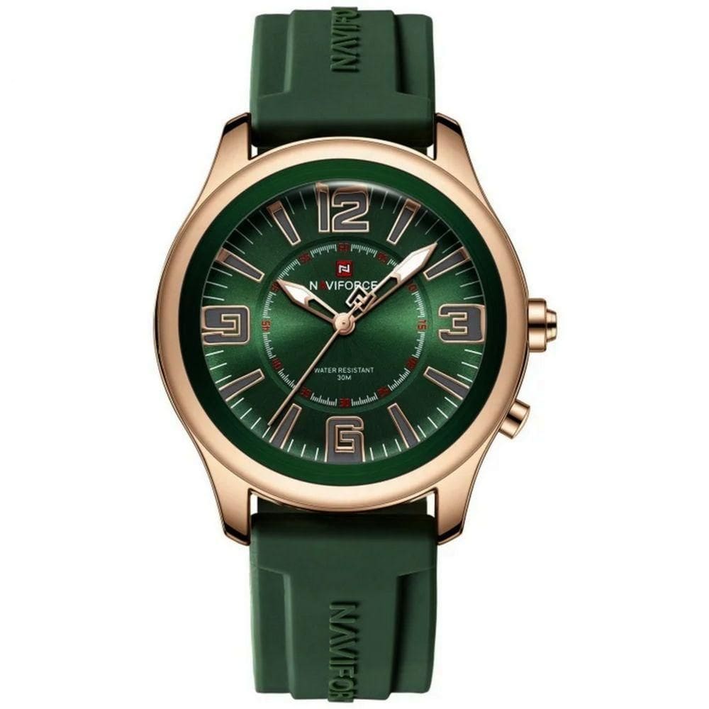 Relógio De Quartzo Masculino Mostrador Simples Casual 30m à Prova D`água Verde Dourado