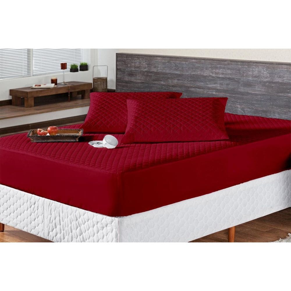 Protetor de Colchão Impermeável Matelado King Vermelho