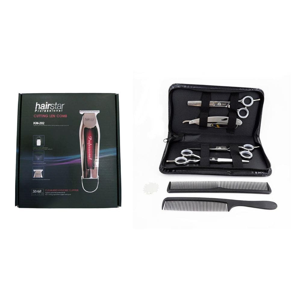 Kit 3 Tesouras Prata Máquina De Acabamento Hairstar
