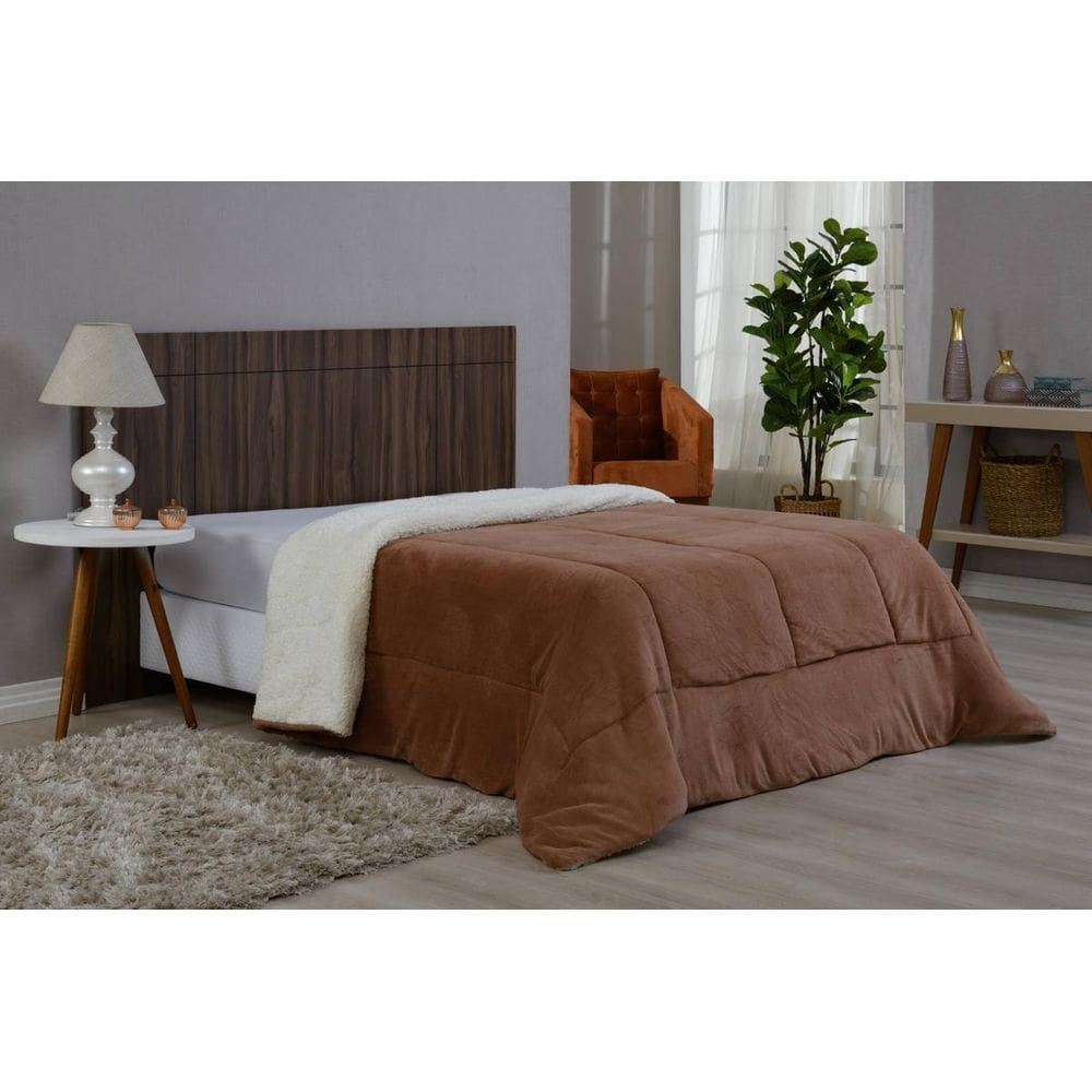 Cobertor De Sherpa Grosso E Quente Casal Queen Bege Manta