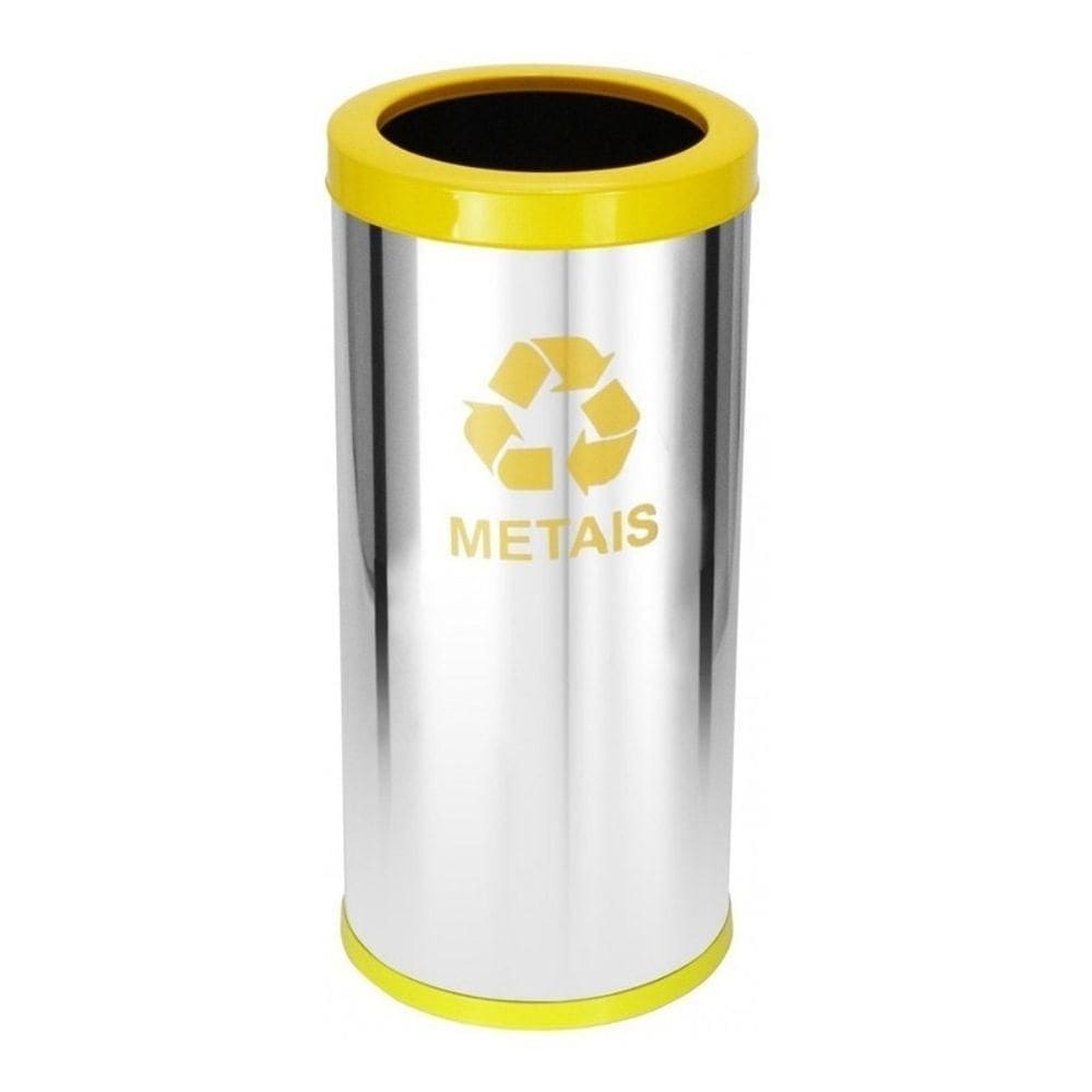 Lixeira Em Aço Inox Com Aro Pintado 22 Litros Cor:amarelo