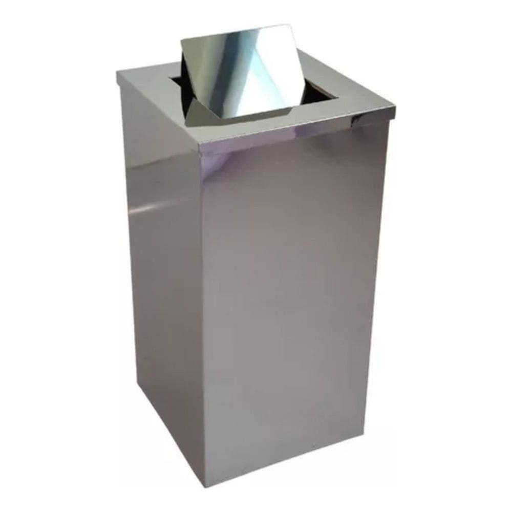 Lixeira Em Inox Quadrada 30x60 Tampa Basculante 50 Litros In