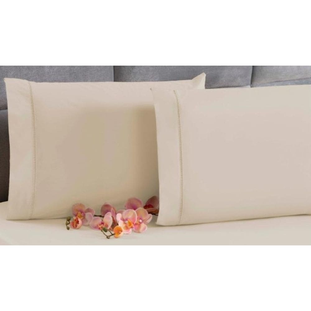 Kit 6 Fronha Avulsa Percal 200 Fios Ponto Palito Bege