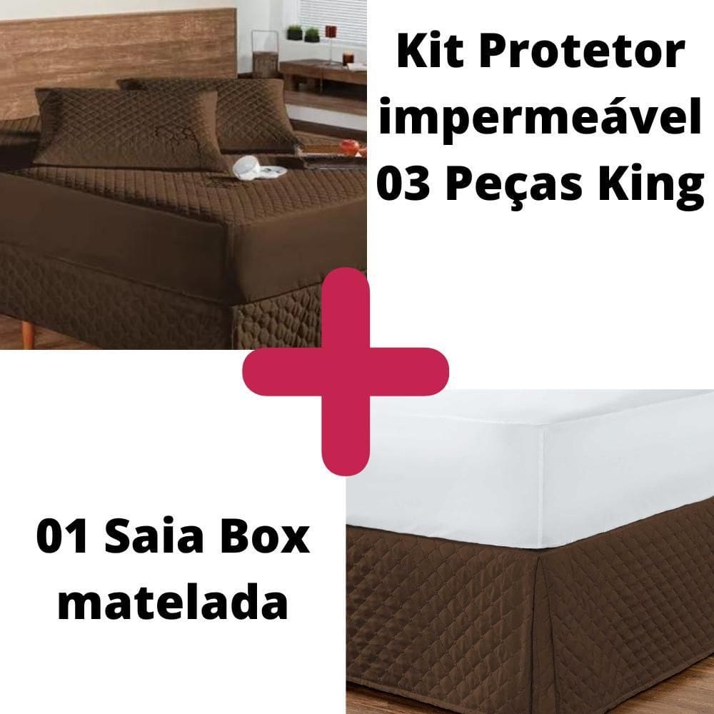 Kit Protetor Colchão King + 2 Capa Travesseiro Impermeável +