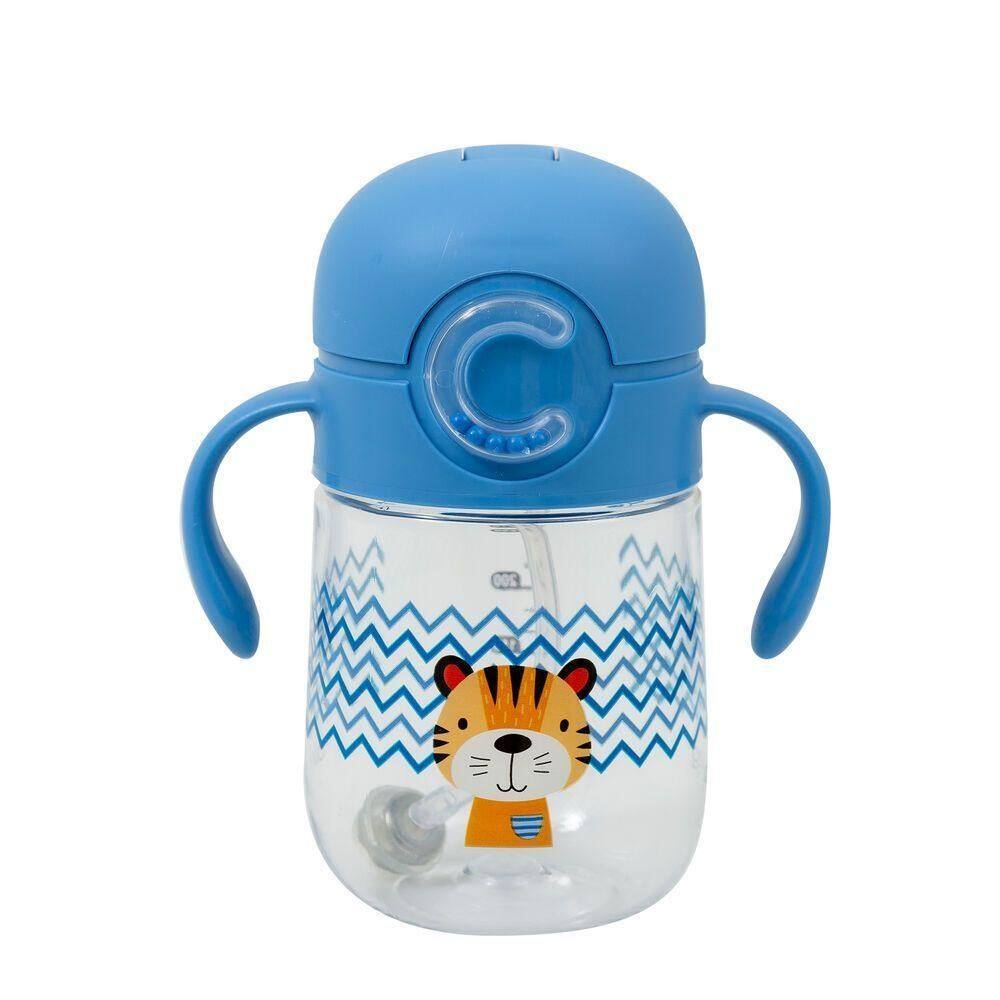 Copo De Transição Tritan Com Canudo Estampa Tigre - 300ml Para Crianças