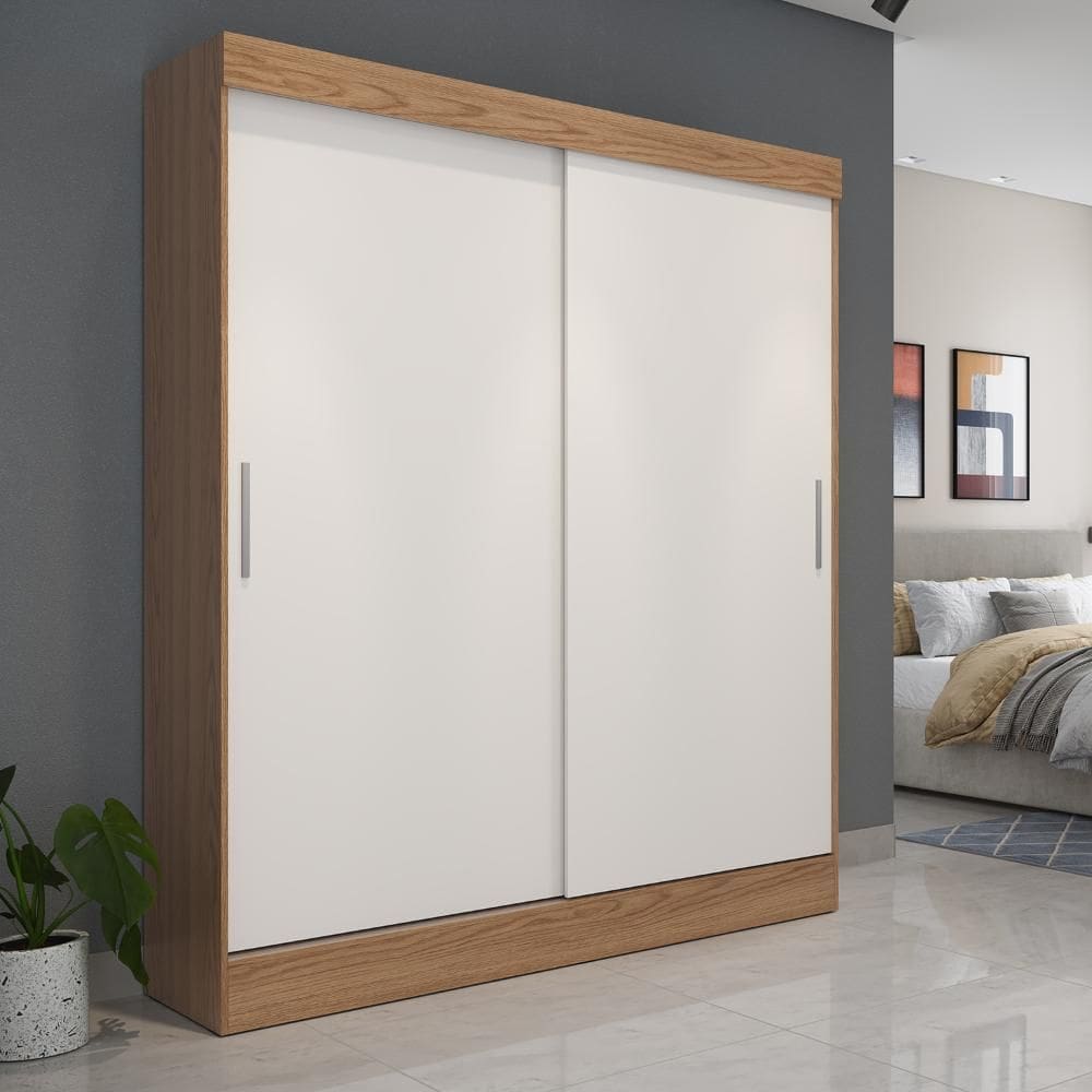 Guarda-Roupa Solteiro 2 Portas de Correr Harry 135 cm - Carvalho c/ Off White