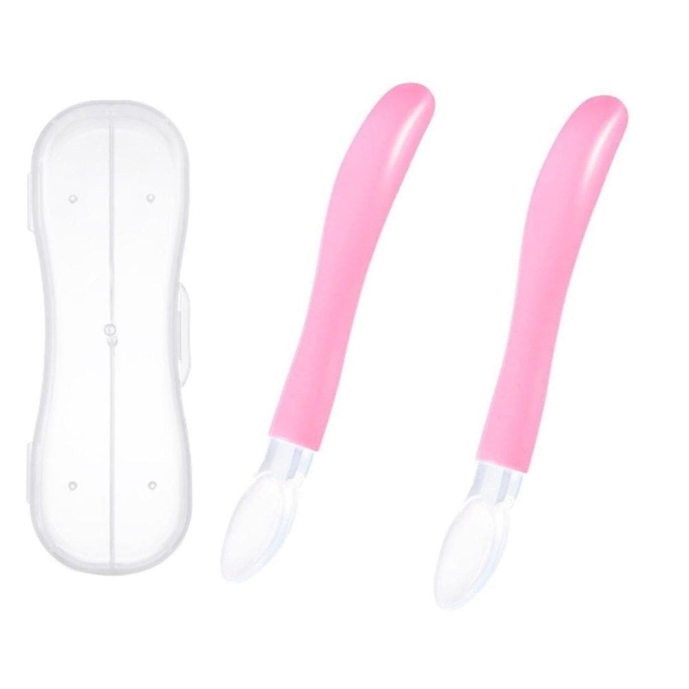 Kit 2 Peças Colher De Silicone Bebe Segurança Alimentação