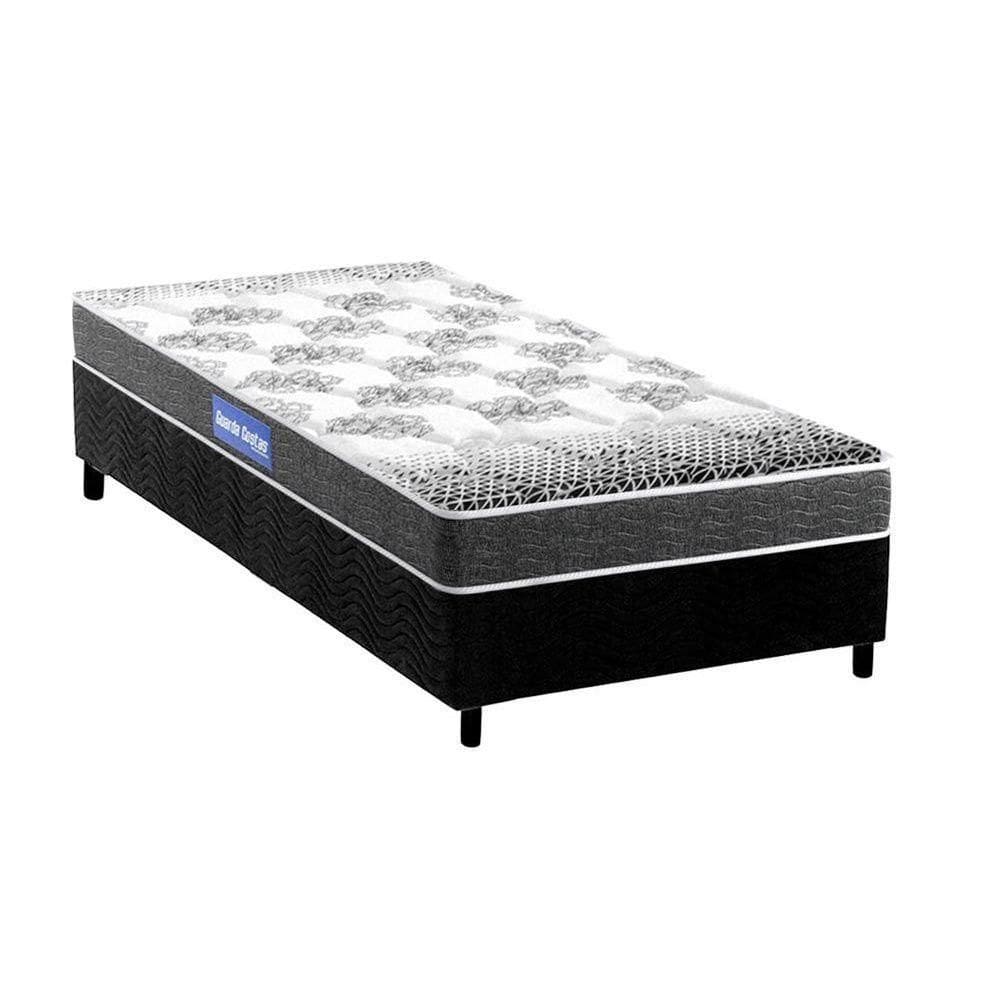 Cama Box Solteiro: Colchão Espuma Probel Guarda Costas Resistente + Base Crc Suede Black(88x188)