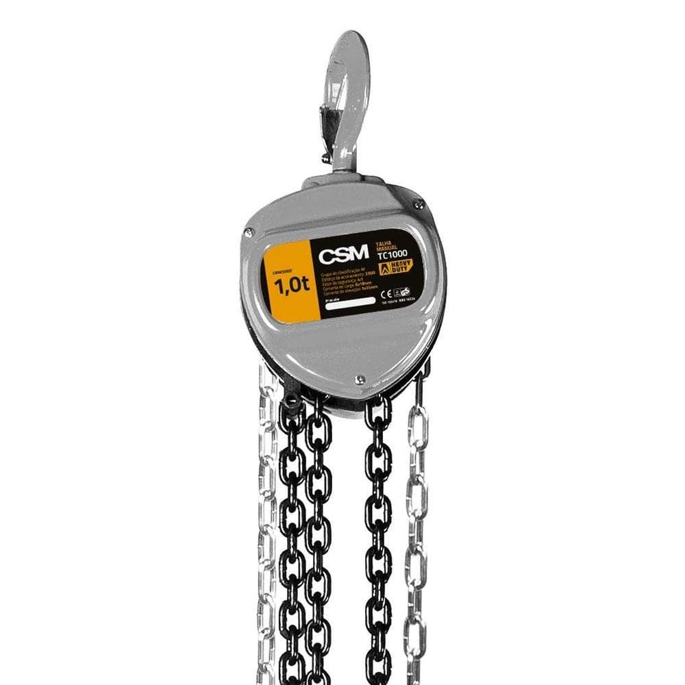 Talha Manual De Corrente 1,0 Ton Elevação 12 Metros Csm