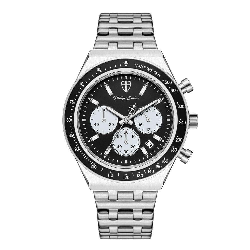 Relógio Masculino London Steel Silver Black 43mm