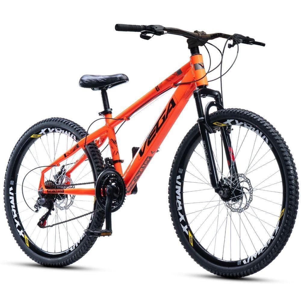 Bicicleta Tipo Vikingx Vega Psico Aro 26 21 Vel Freio Disco Laranja Neon
