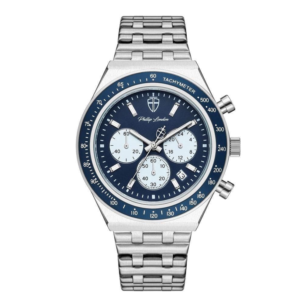 Relógio Masculino London Steel Silver Blue 43mm