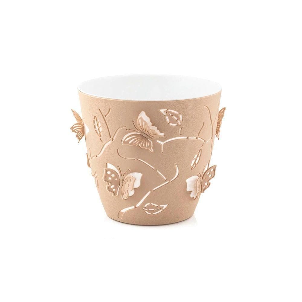 Cachepot Plantas E Flores Borboleta 3d 1,4 Litros Plasvale Marrom