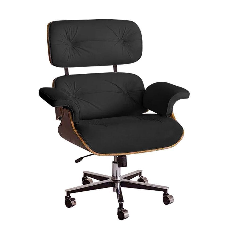 Poltrona Charles Eames Office Exec Couro Sintético Preto