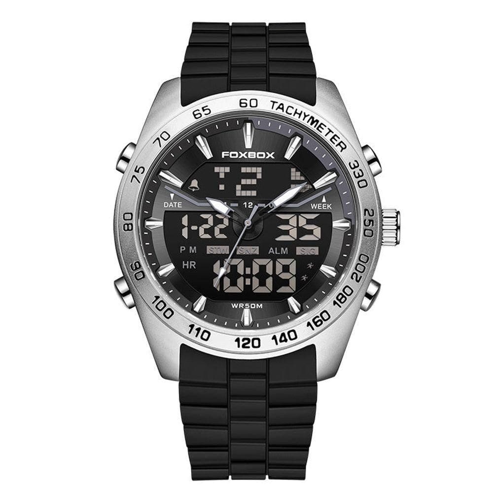Relógio Masculino Digital Com Duplo Display Luminoso Design Esportivo Impermeavel Prata